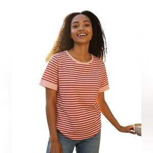 Lands End striped oversized short sleeve shirt